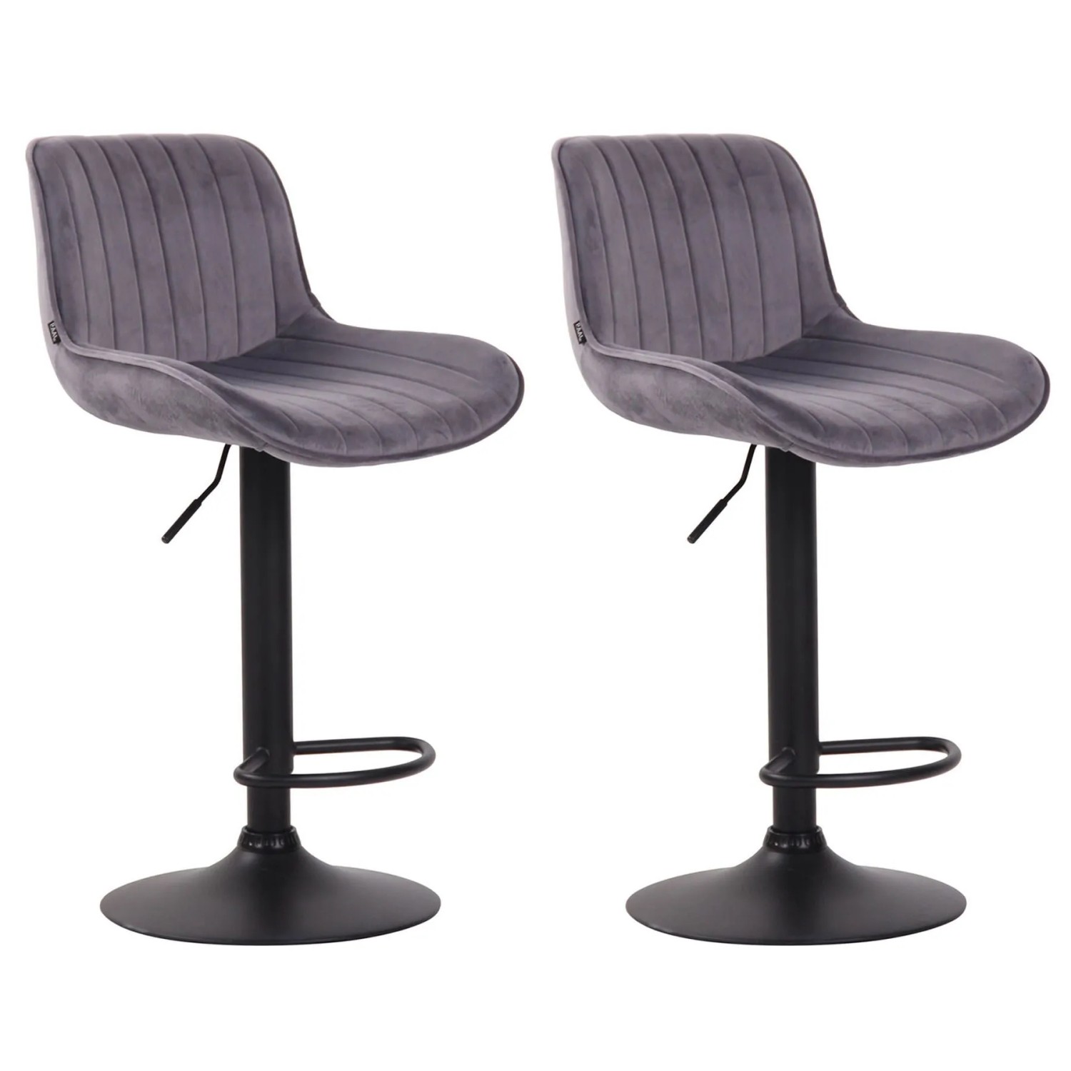 CLP 2er Set Barhocker Lentini Samt Dunkelgrau/Schwarz