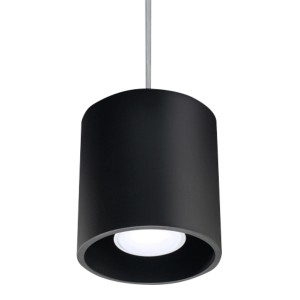 Schwarze Sollux Lighting Hängeleuchte ORbis 1 mit zylindrischem Lampenschirm.