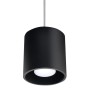 Schwarze Sollux Lighting Hängeleuchte ORbis 1 mit zylindrischem Lampenschirm.