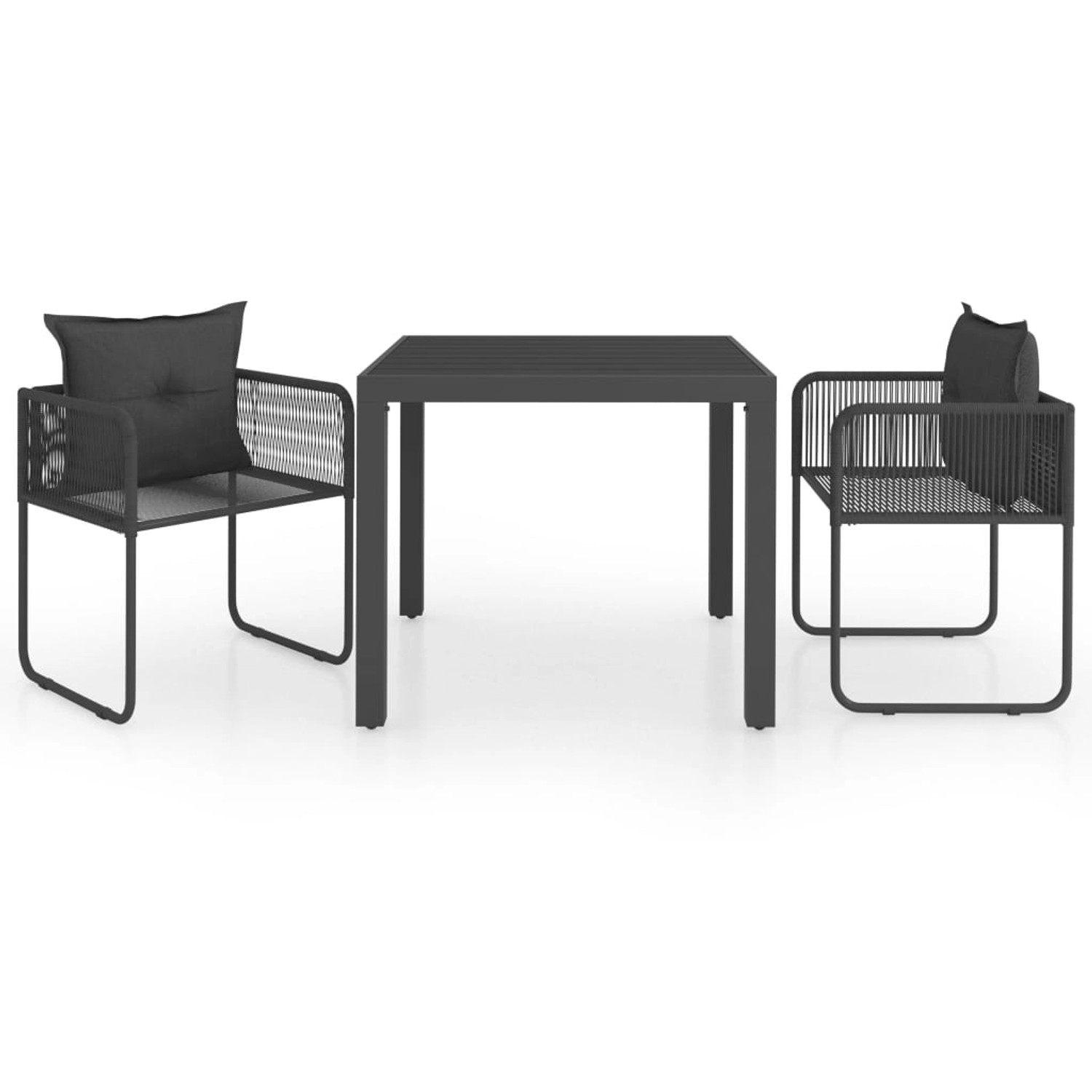 vidaXL 3-Tlg Garten-Essgruppe PVC Rattan Schwarz 3060100