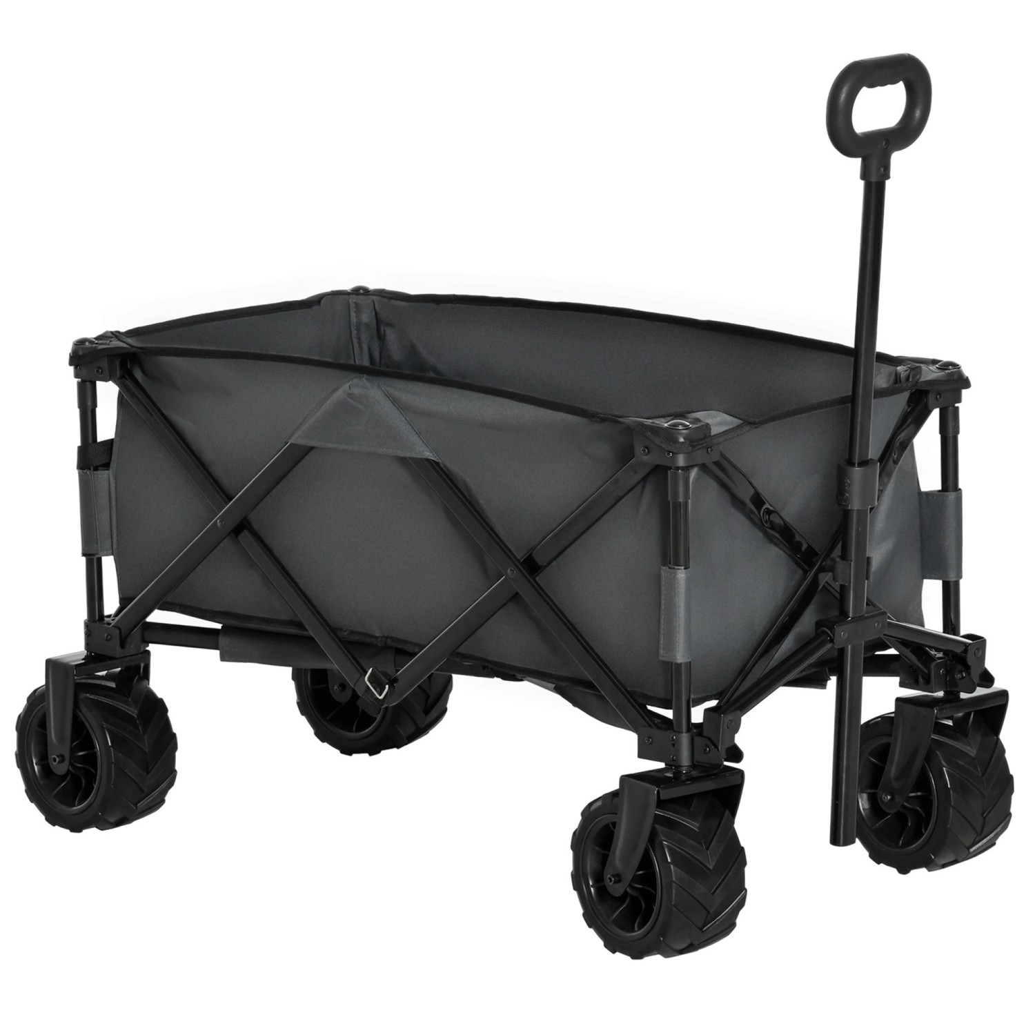 Outsunny Bollerwagen 360 Grad mit Teleskop Dunkelgrau 108 x 55 x 59-89 cm