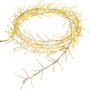 LED-Draht-Lichterkette mit 480 warmweißen LEDs und transparentem Kabel für Innen- und Außen.