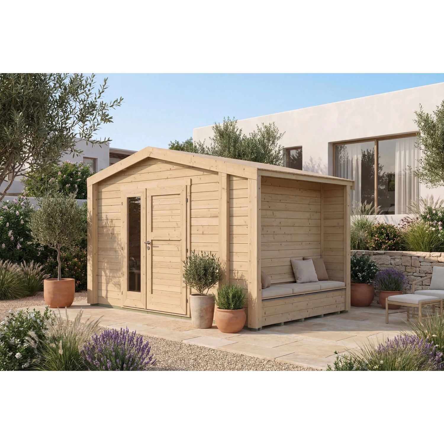 Weka Holz-Gartenhaus Killarney Satteldach Natur Unbehandelt 361 cm x 313 cm