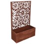DELUKE Pflanzkübel ANNA mit Deko-Sichtschutz Rostbraun Stahl Blumenkübel mit Rankhilfe Pflanzkasten