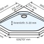 Technische Zeichnung: Schulte Duschwannen-Set Extraflach Fünfeck, 100x100 cm, Maße