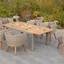 Merxx Gartenmöbelset Imperia, 7-teilig: Ausziehtisch und 6 Sessel mit Auflagen. Akazienholz und Kunststoffgeflecht.