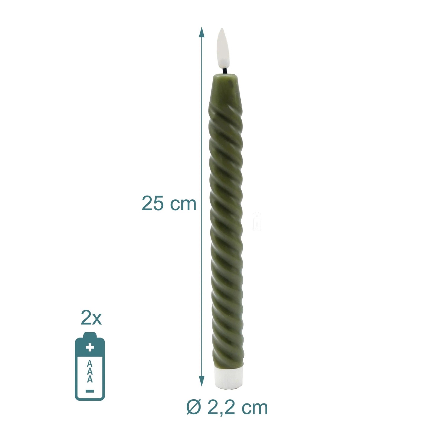 Relaxdays LED Stabkerze, 25cm, Khaki, 6er Set. Echtwachs, flackernde, flammenlose Deko-Kerze für Lampen & Leuchten.