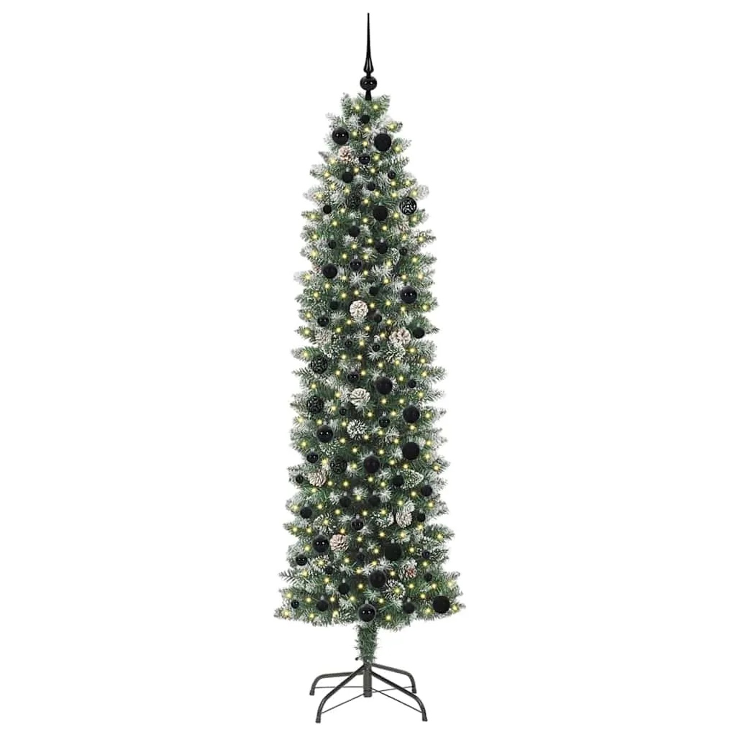 vidaXL Künstlicher Schlanker Weihnachtsbaum Grün und Weiß 210 cm 3395306