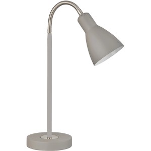 Graue Fischer & Honsel Tischleuchte Lolland mit flexiblem Arm und E27 Fassung.