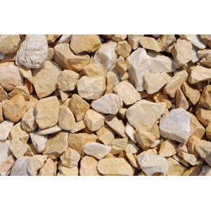 Gold-ockerfarbener Marmorbruch 25-50 mm, Zierkies für Garten und Gabionen.