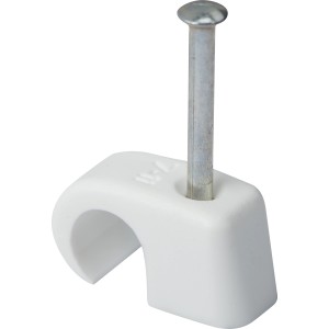 Weiße Expressschelle mit Nagel, geeignet für Kabeldurchmesser 7-11 mm, 10er-Pack.