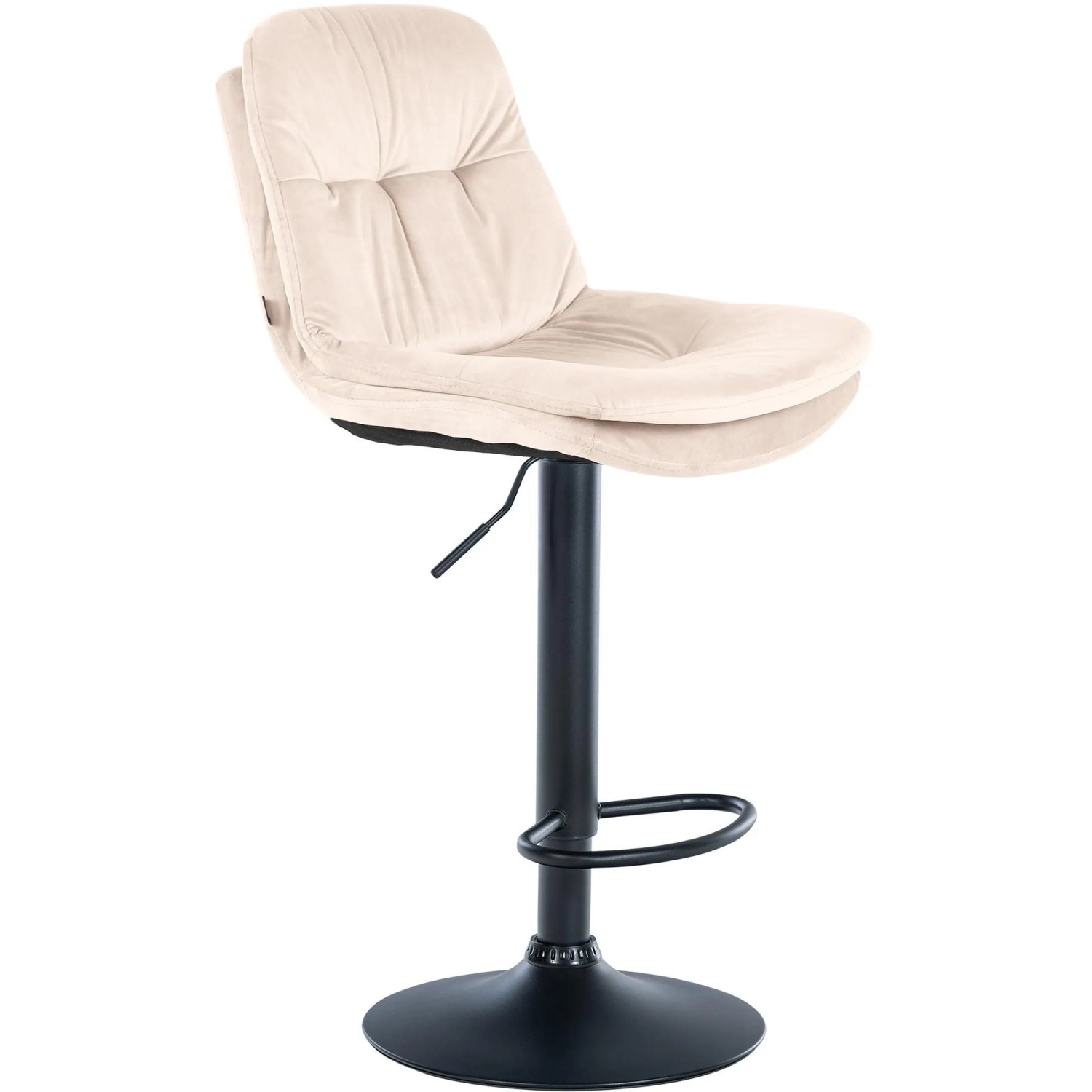 CLP Barhocker Laurel Samt Metall Matt Schwarz/Creme