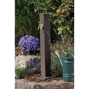 Arves Wasserzapfstelle Forest, dunkelbraun, mit Messinghahn für den Garten.