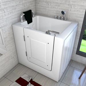 AquaVapore Sitzbadewanne mit Tür, Senioren-Sitzwanne, 78x100cm, inkl. Armatur und Handbrause.