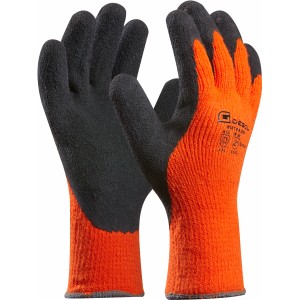 Gebol Winter Grip Arbeitshandschuhe Gr. 8 mit Latex-Schaum-Beschichtung in Schwarz/Orange.