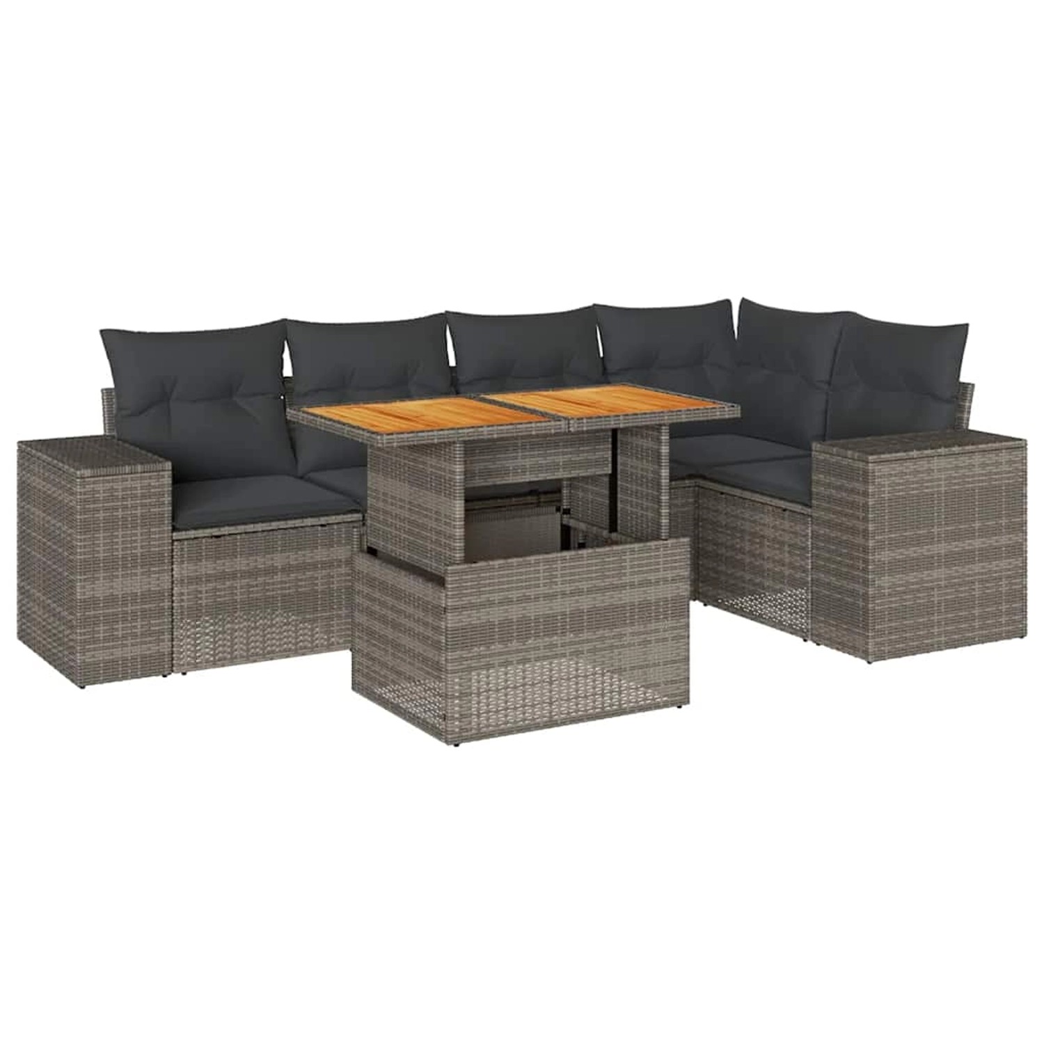 vidaXL 6-Tlg Garten-Sofagarnitur mit Kissen Grau Poly Rattan 3327378 günstig online kaufen