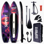 Suprfit Stand-Up Paddling Board Set mit farbigem Lippen-Design, Paddel, Pumpe, Finnen und Rucksack für Wassersport.