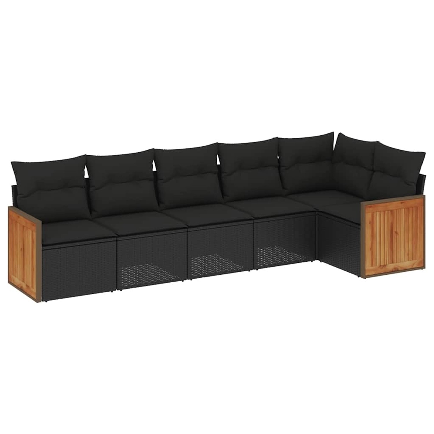 vidaXL 6-Tlg Garten-Sofagarnitur mit Kissen Schwarz Poly Rattan 3260067 günstig online kaufen
