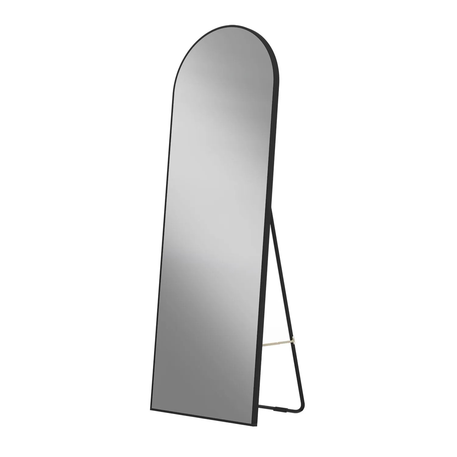 Aica Sanitär Ganzkörperspiegel Bogen Schwarz Aluminum 54L x 163H cm 2in1 Standspiegel Hängespiegel mit Explosionsgeschutz