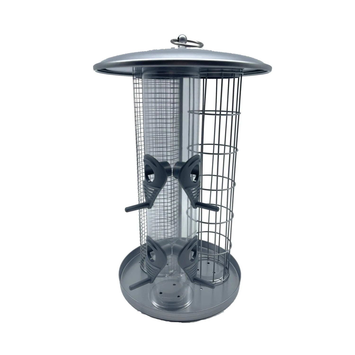 Relaxdays Vogelfutterstation Eisen Kunststoff Silber 3-in-1 Wetterfest Zum Aufhängen 34,5 cm x 21 cm 0,7 kg