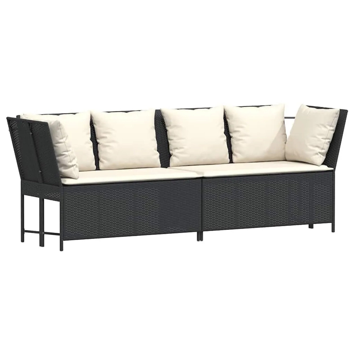 vidaXL Gartensofa mit Kissen Schwarz Poly Rattan 4104121 günstig online kaufen