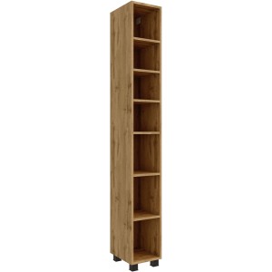 Held Möbel Seitenregal Florenz, 25 cm breit, Wotaneiche Dekor mit schwarzen Füßen.