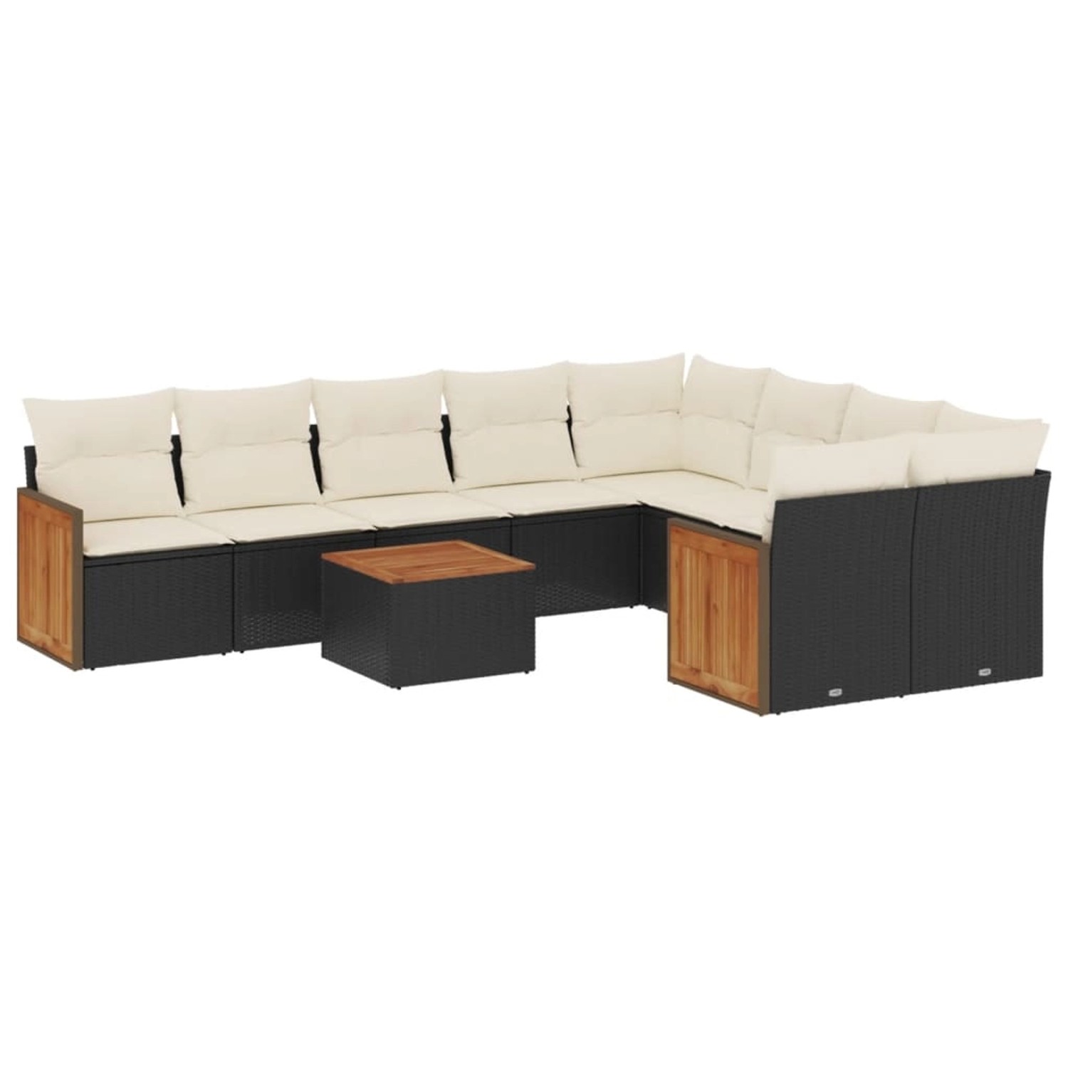 vidaXL 10-Tlg Garten-Sofagarnitur mit Kissen Schwarz Poly Rattan 3227988 günstig online kaufen