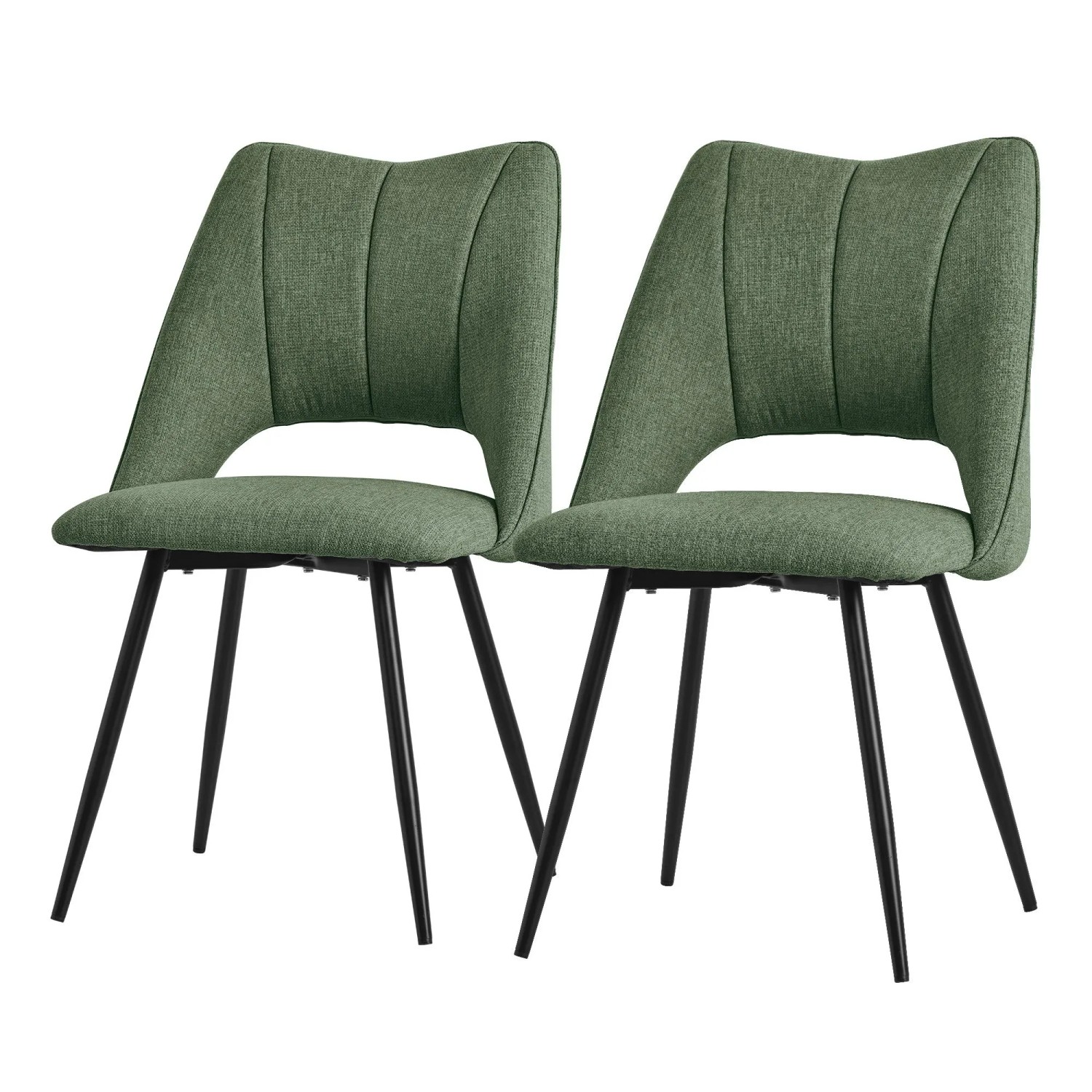 ML-Design Esszimmerstühle 2er Set Stoffbezug Grün Metallbeinen