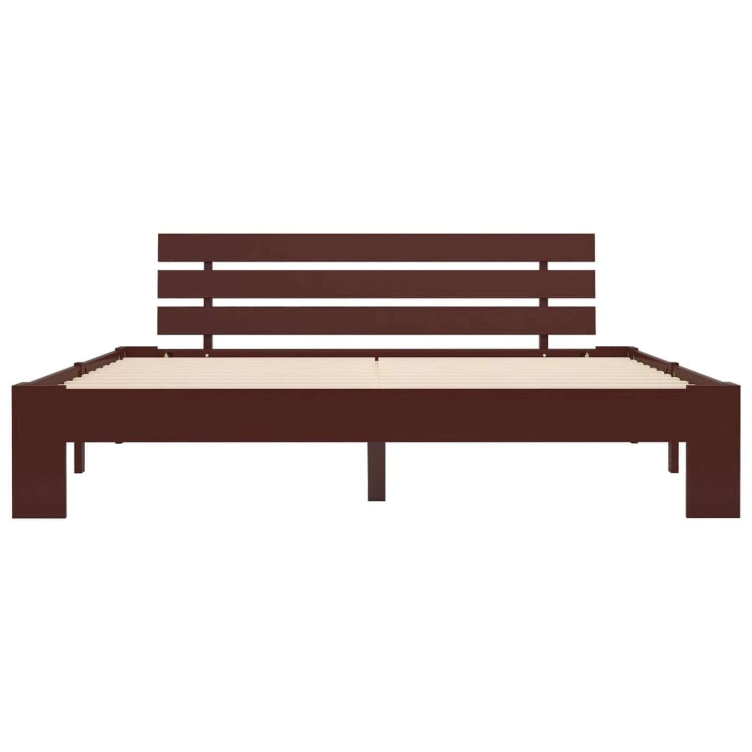 vidaXL Massivholzbett, dunkelbraun, 160x200 cm. Kiefernholz Bettrahmen mit Lattenrost.