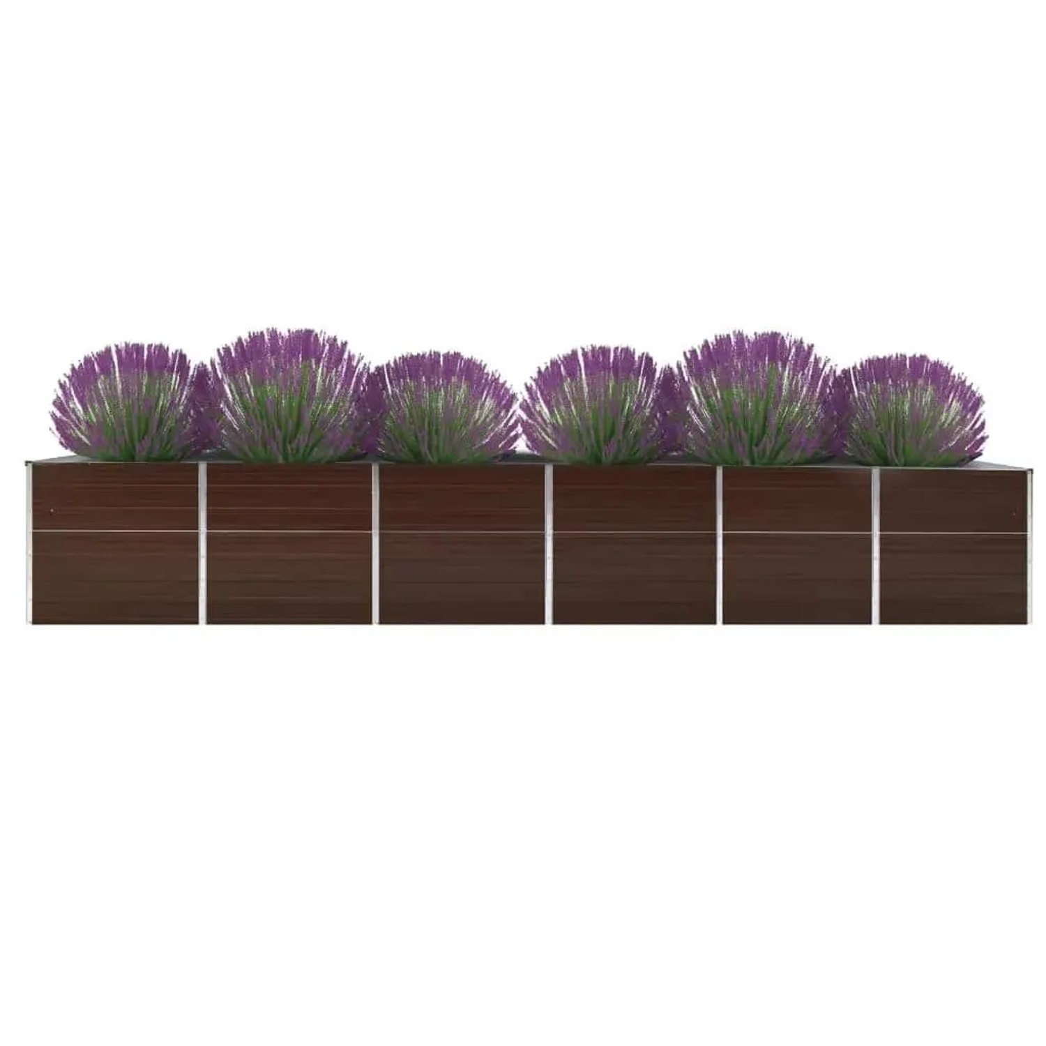 DELUKE Hochbeet Für Garten OSKAR Braun 480x80x77cm Verzinkter Stahl Hochbeet Metall Gartenbeet Kräuterbeet Blumenbeet Beet Hoch