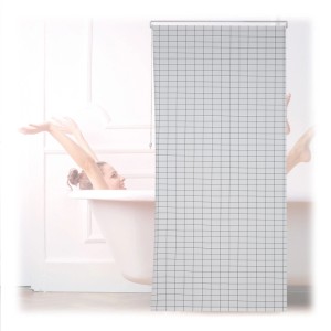Relaxdays Duschrollo Kunststoff Aluminium Weiß Schwarz Semitransparent Wasserabweisend Schnelltrocknend mit Seilzug 245 cm x 120 cm x 4,5 cm