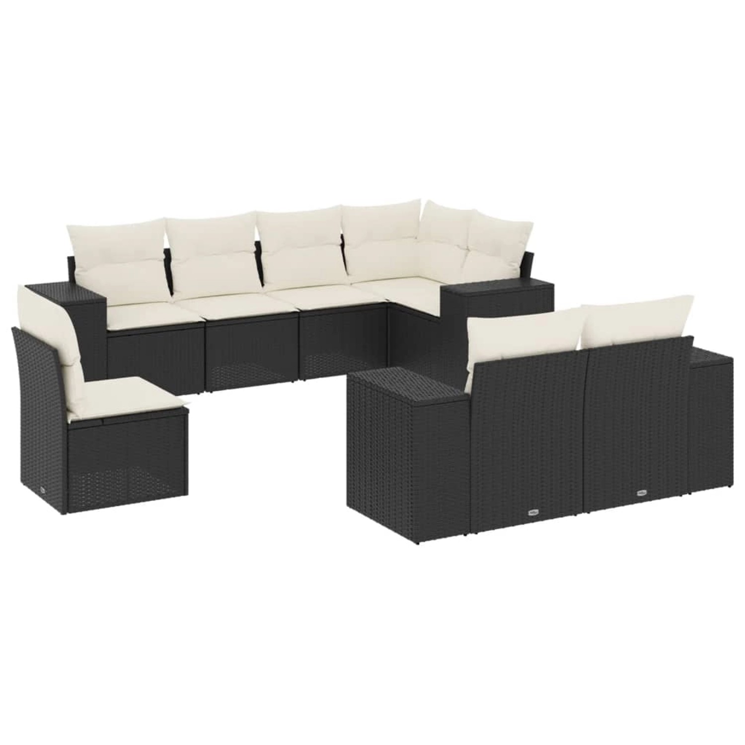 vidaXL 8-Tlg Garten-Sofagarnitur mit Kissen Schwarz Poly Rattan 3222835 günstig online kaufen