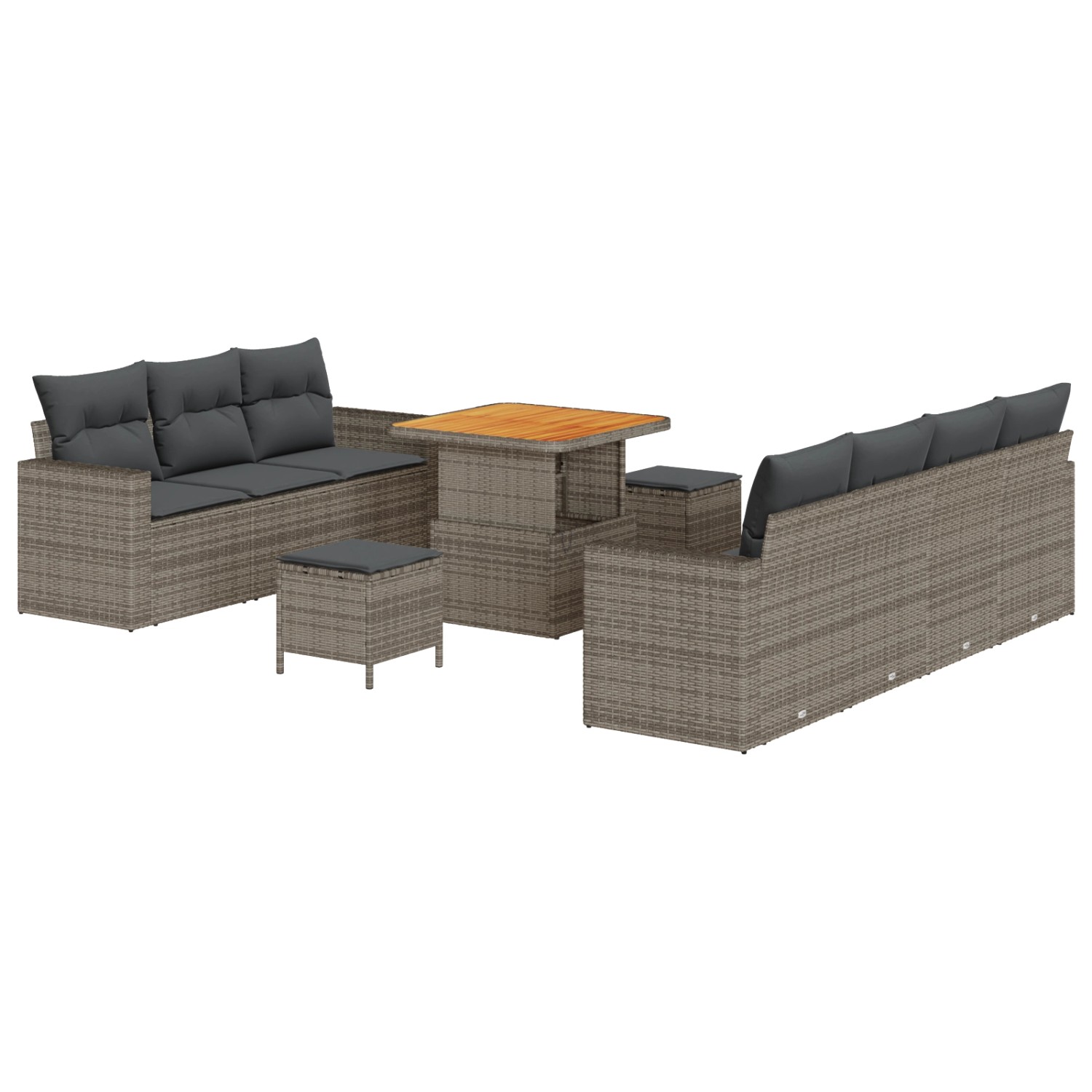 vidaXL Garten-Sofa-Set 10-Tlg Grau Poly Rattan 3361578 günstig online kaufen