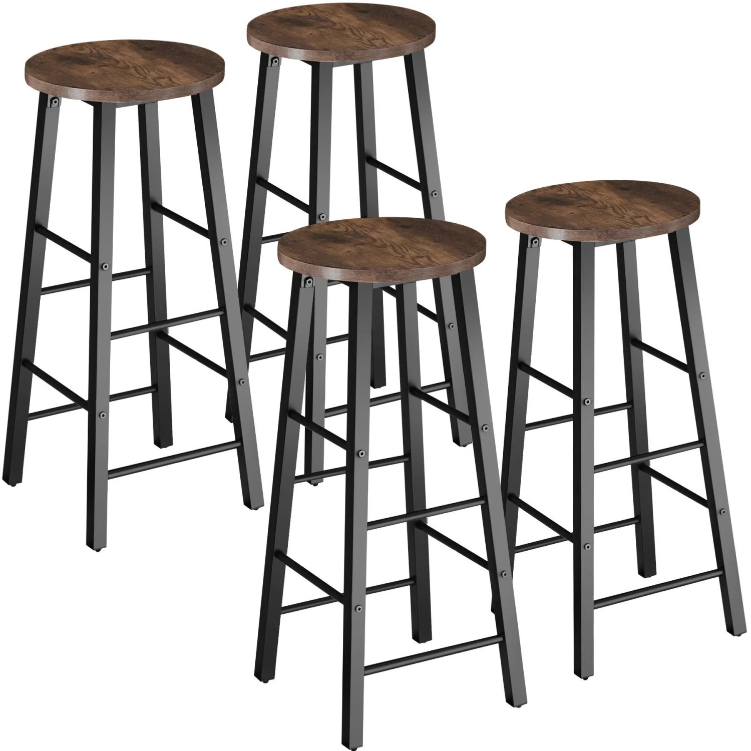 Tectake Set Barhocker Keynes Industrial Style Holz und Stahl  31 x 31 x 72 50 cm Industrial Holz Dunkel  Rustikal