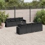 Schwarze 9-tlg. vidaXL Garten-Sofagarnitur aus Poly Rattan mit Kissen für Terrasse oder Garten.