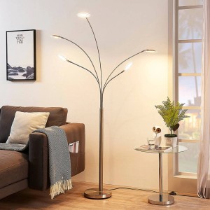 Moderne Lindby LED Stehlampe Anea, 5-flammig, aus Alu für Wohnzimmer.