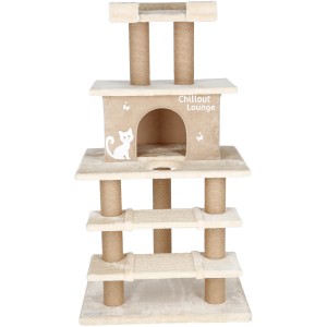 Beiger Kerbl Kratzbaum Chillout Lounge mit Höhle, Liegeflächen und Sisalsäulen.