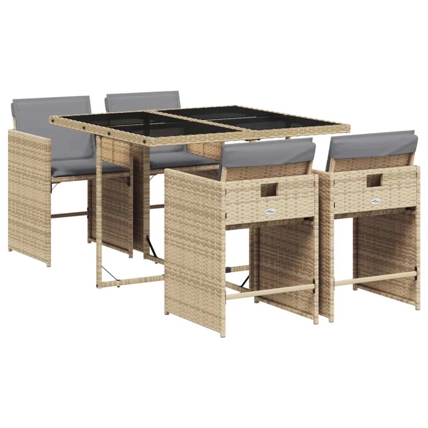 vidaXL 5-Tlg Garten-Essgruppe mit Kissen Beigemischung Poly Rattan 3211080 günstig online kaufen