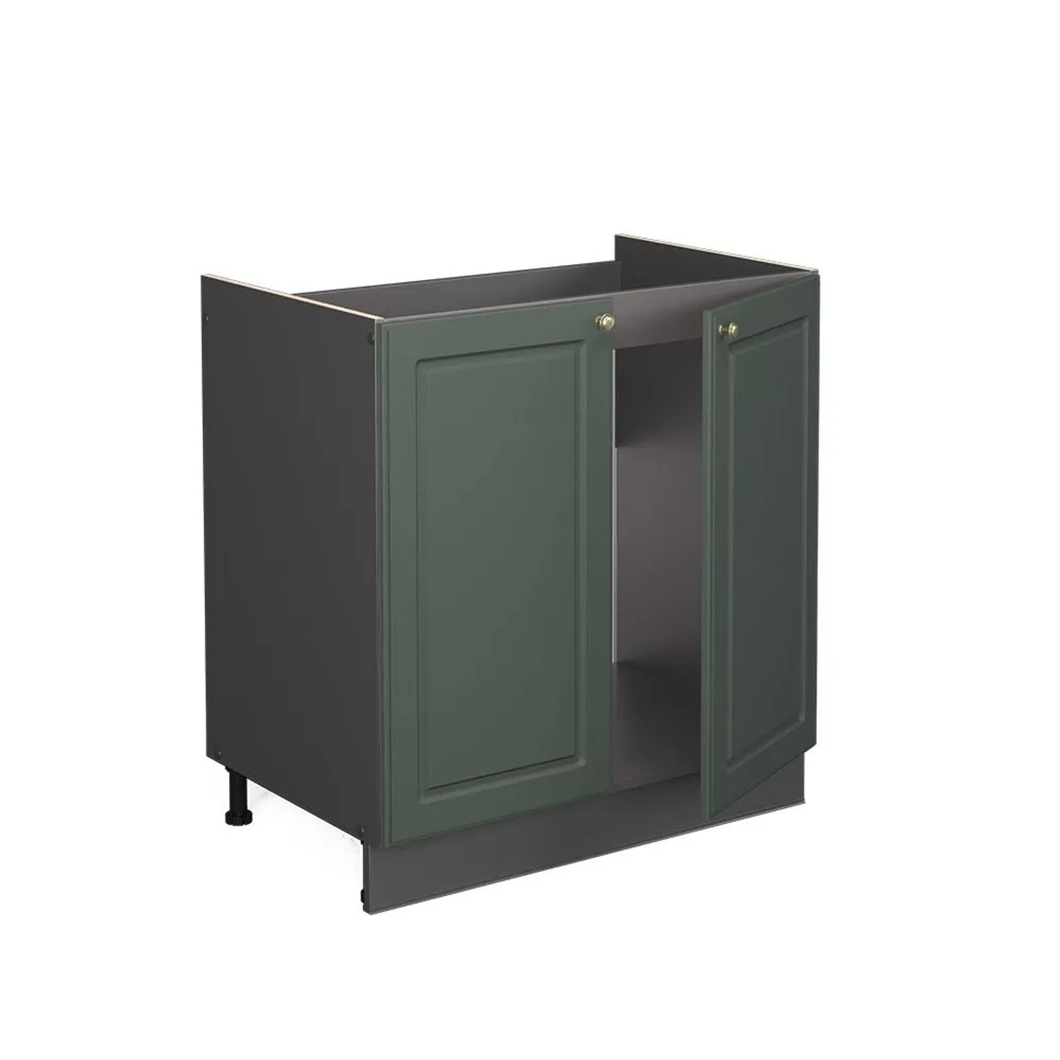 Vicco Spülenunterschrank Fame-Line Grün-Gold Landhaus Anthrazit 80 cm AP Marmor