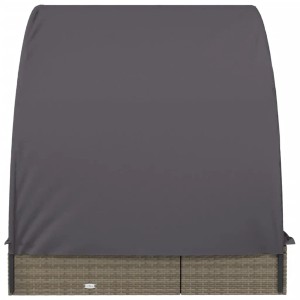 VidaXL 2-Personen Sonnenliege mit Dach, grau. Poly Rattan Liege mit Sonnenschutz.