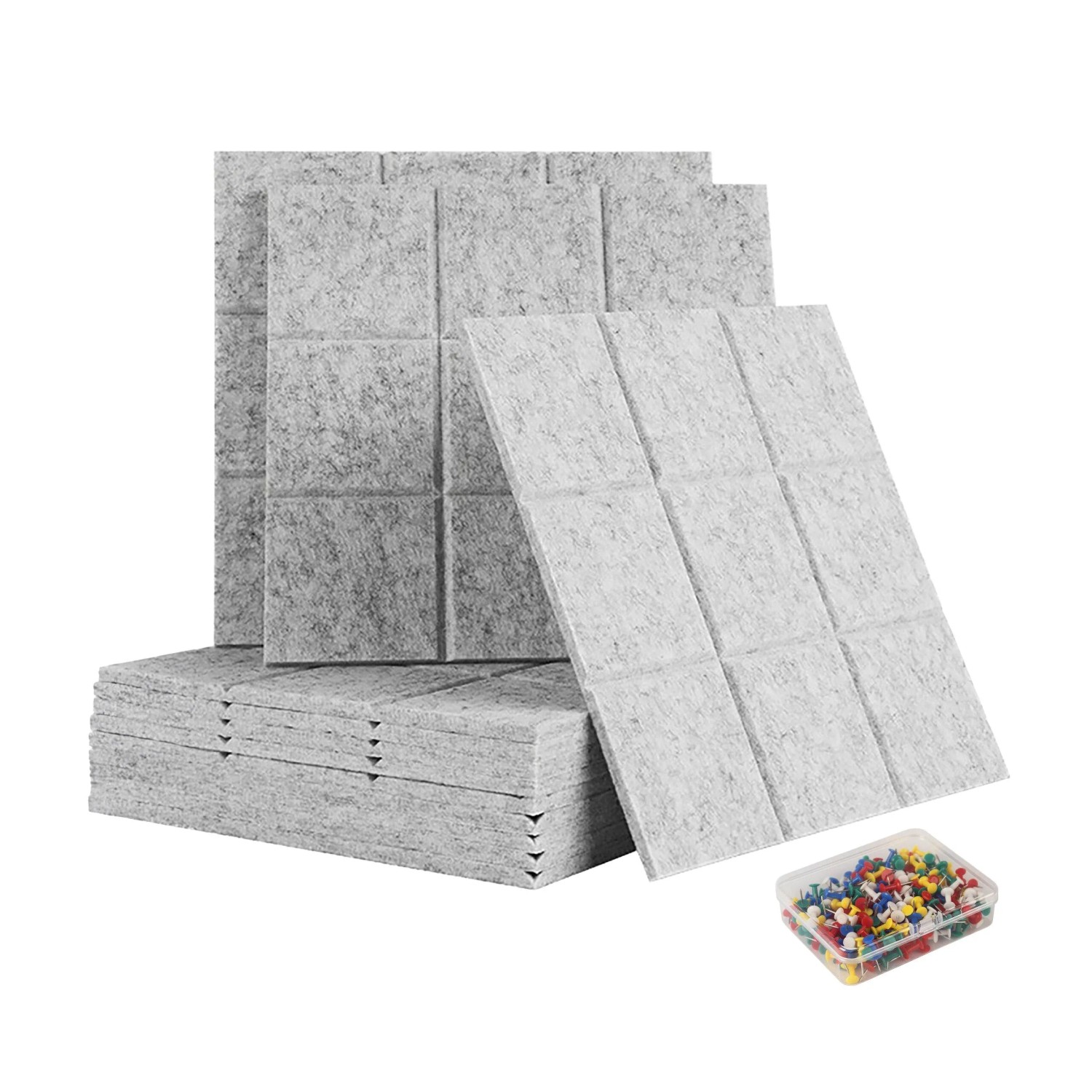 Relaxdays Filzpinnwand 12er Set Filz Grau Selbstklebend 30 cm x 30 cm x 0,9 cm 72 g