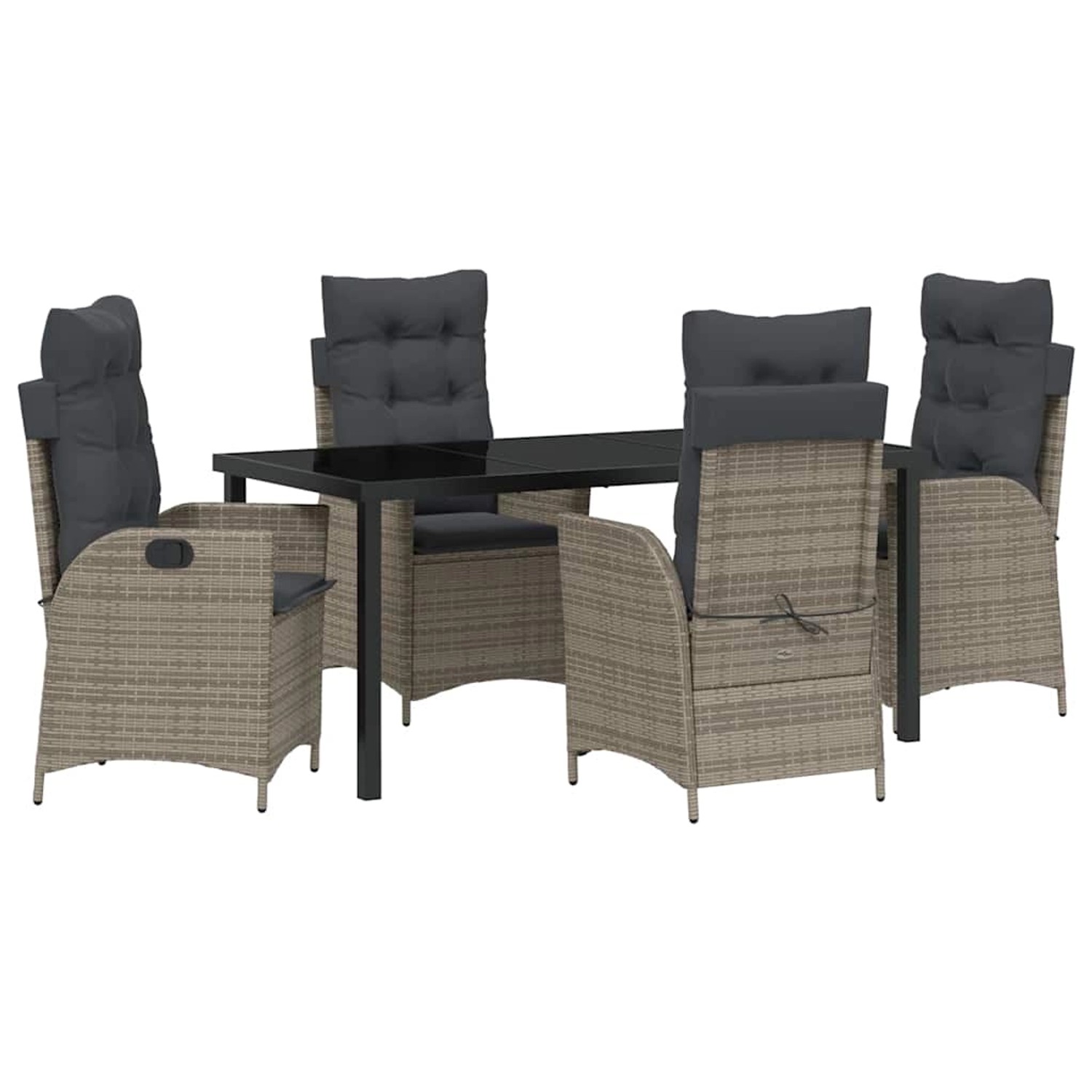 vidaXL Garten Essgruppe 5-Tlg Grau Poly Rattan 3380501 günstig online kaufen