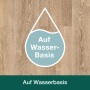 Bona Parkett Fugenkitt: Symbol "Auf Wasserbasis" vor Holzhintergrund.