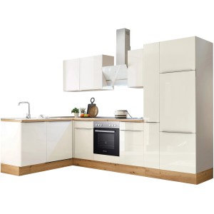 Respekta Winkelküche Marleen in Artisan-Eiche und Weiß mit E-Geräten.