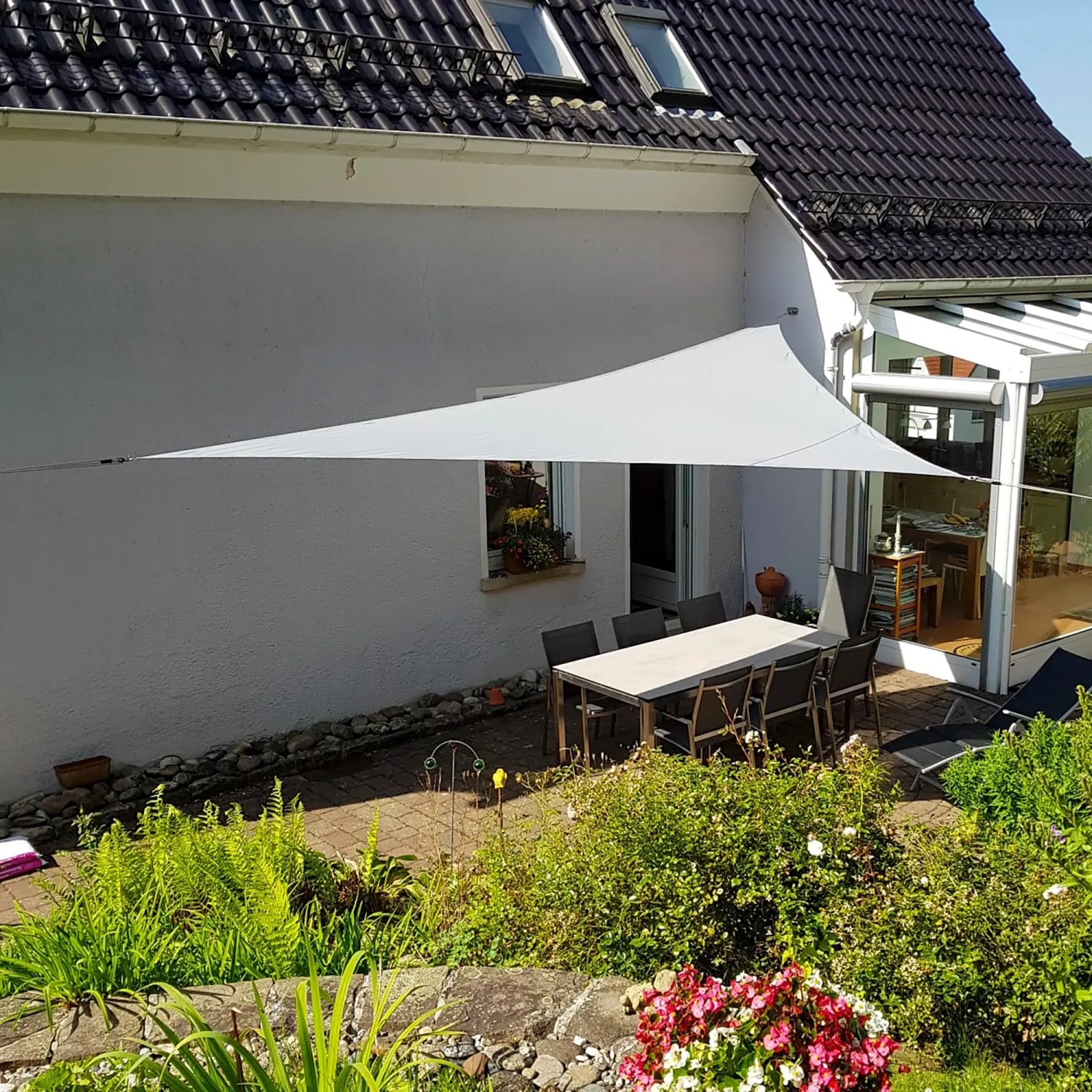 sonnensegel 2 5x2 AXT SHADE Wasserdicht Dreieckig 2,5x2,5x2,5m Wetterschutz Sonnenschutz PES Polyester mit UV Schutz für Terrasse Balkon Garten-Creme Trakker - Big Snooze schlafsaecke Titel:Companion Junior