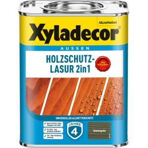 Xyladecor Holzschutz-Lasur 2in1, Tannengrün, matte Holzlasur für Aussen.