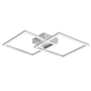 Moderne NETTLIFE LED Deckenleuchte mit zwei schwenkbaren, quadratischen Elementen in Silber aus Kunststoff.