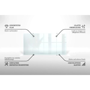 Tulup Küchenrückwand Glas Transparent Glaswand für die Küche Klar 100x50 cm Spritzschutz für Herd Glas Klar