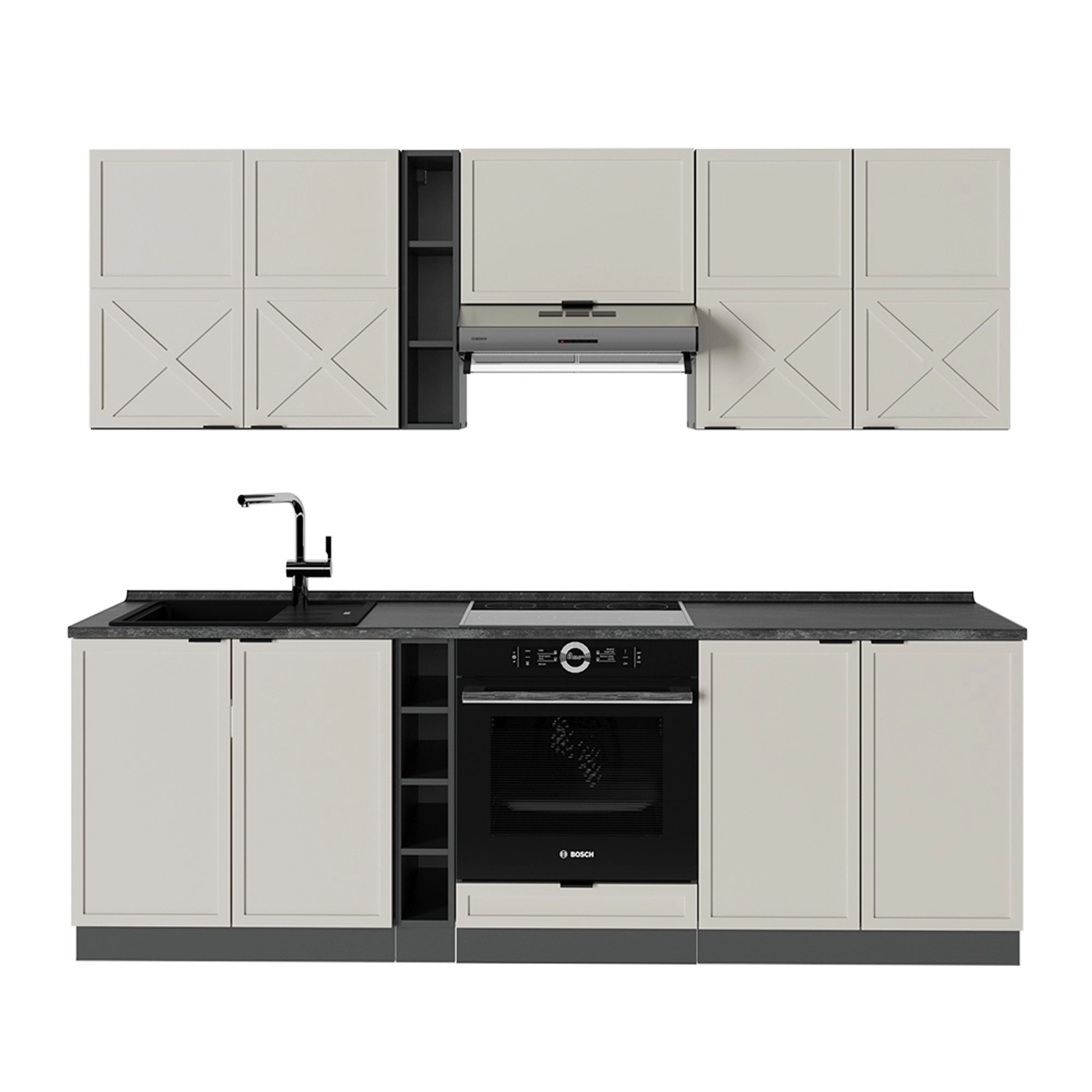 Vicco Fame-Line Küchenzeile GrauBeige/Anthrazit 235 cm AP Anthrazit günstig online kaufen