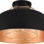 Schwarze Reality Deckenleuchte Punch, Ø 35cm, im Industrial Look mit goldenem Gitter.